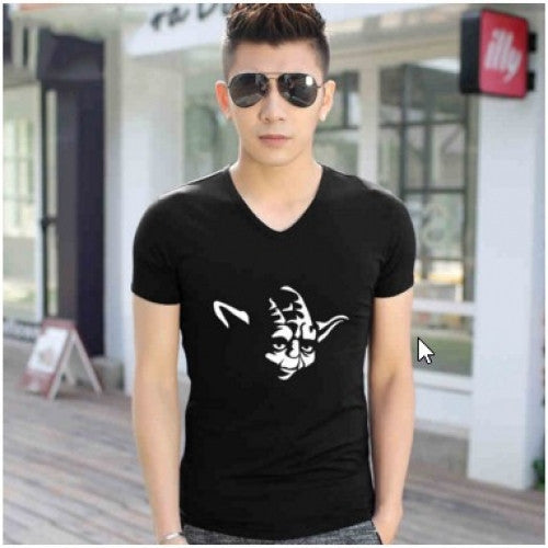 T Shirt Men T-Shirts Short Sleeve Cotton Casual V-Neck shirt 2015 New Style Men Clothing Star Wars Yoda